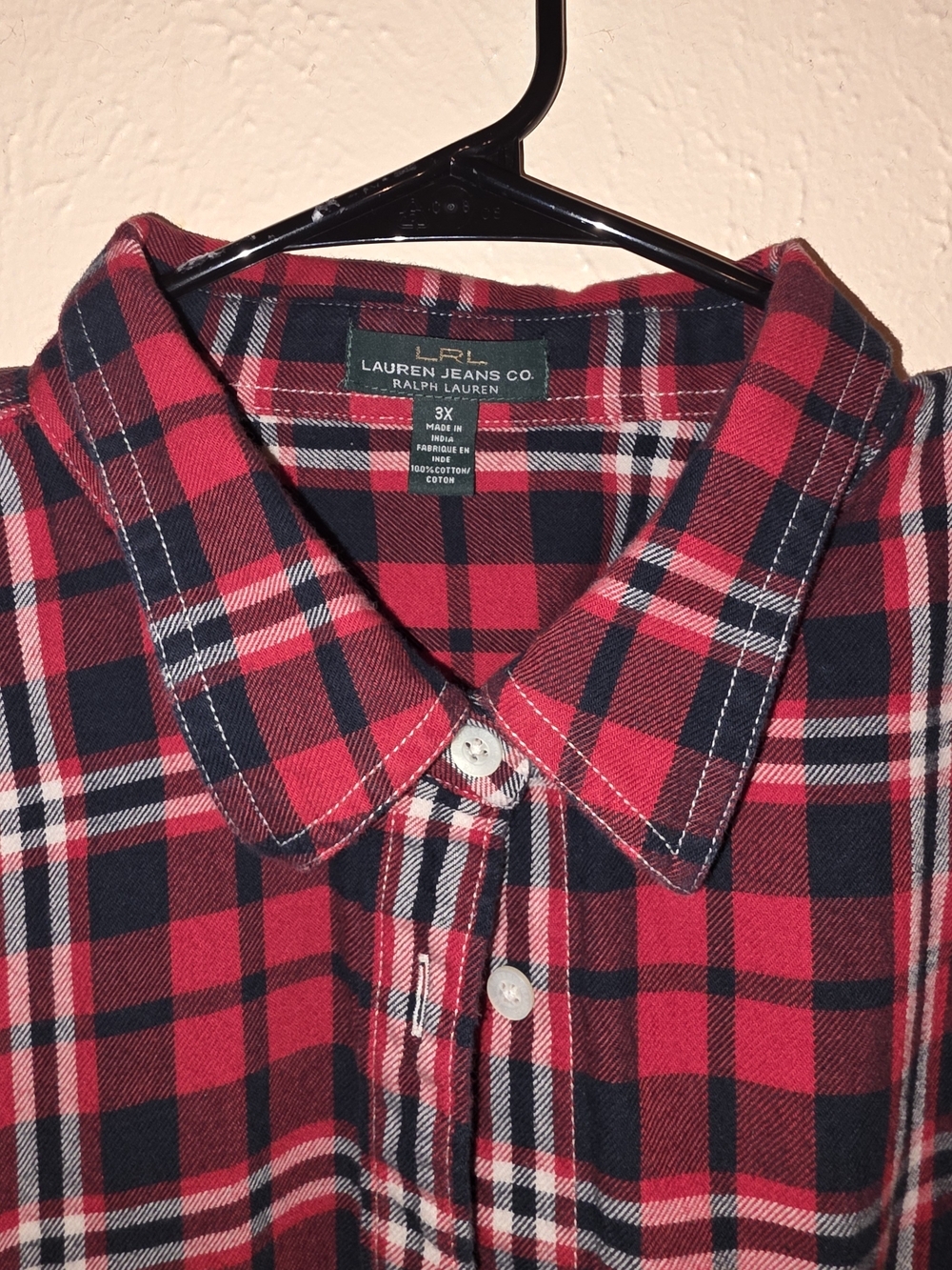 Lauren Jeans Co. Ralph Lauren Red Plaid Flannel Button Up Shirt Plus Size 3X - Picture 2 of 6